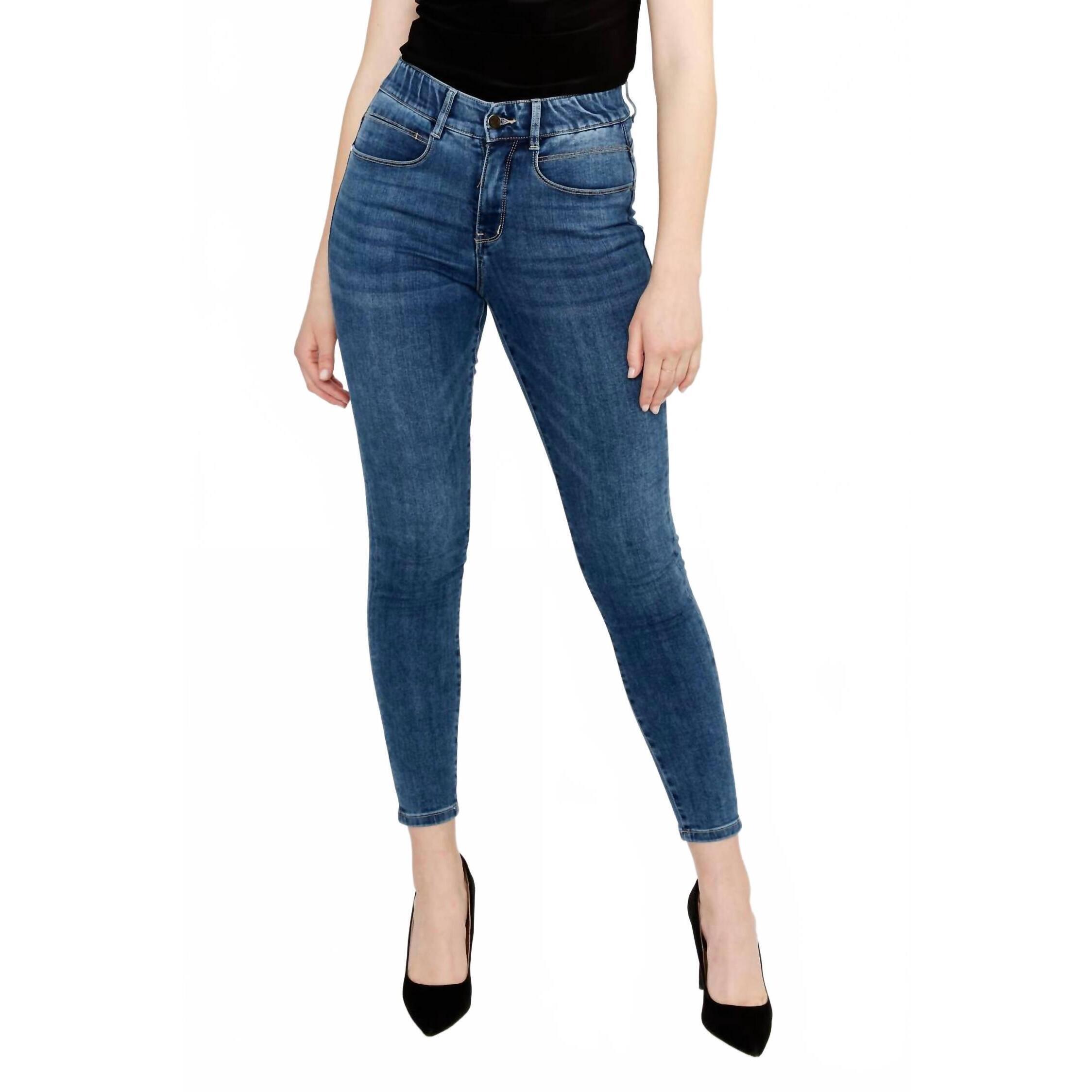 New Frank Lyman Slim High Rise Jeans In Mid Wash